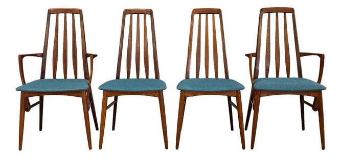 1960s Niels Koefoed Teak Dining Chairs Set of 4: 1960s Niels Koefoed Teak Dining Chairs Set of 4 This exquisite set of four mid-century modern dining chairs is designed by Niels Koefoed for Koefoeds Hornslet, showcasing beautiful craftsmanship in so