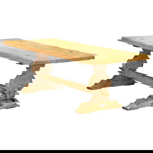 Early 20th Century French Louis XIII Bleached Oak Dining Table: Early 20th Century French Louis XIII Bleached Oak Dining Table Experience rustic elegance with this early 20th-century French Louis XIII refectory dining table, crafted circa 1920. Made from solid ble