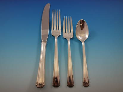 Westmorland John & Priscilla Sterling Silver Flatware Set 202 Pcs with Storage Chest: Westmorland John & Priscilla Sterling Silver Flatware Set 202 Pcs with Storage Chest Discover the elegance of the John & Priscilla Sterling Silver Flatware Set by Westmorland, comprising an impressive
