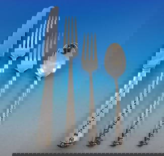 Towle Rambler Rose Sterling Silver Flatware Set for 12 59 Pieces with Storage Chest: Towle Rambler Rose Sterling Silver Flatware Set for 12 59 Pieces with Storage Chest This exquisite Rambler Rose flatware set by Towle, crafted from sterling silver, is perfect for entertaining or enha