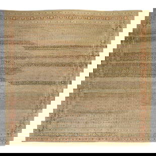 Antique Persian Senneh Rug 12'3" x 12'10" Hand-Woven Wool: Antique Persian Senneh Rug 12'3" x 12'10" Hand-Woven Wool Discover the beauty of this antique Persian square Senneh rug, a stunning example of early 20th-century craftsmanship. Featuring a striated al