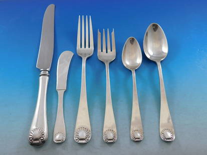 Old Newbury Crafters Windsor Shell Sterling Silver Flatware Set 80 pcs for 12: Old Newbury Crafters Windsor Shell Sterling Silver Flatware Set 80 pcs for 12 Enhance your dining experience with this exquisite Windsor Shell Sterling Silver Flatware Set by Old Newbury Crafters. Thi