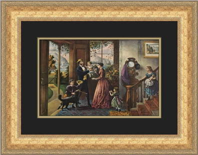 Currier & Ives Four Seasons of Life-Middle Age Custom Framed Art Print: Currier & Ives Four Seasons of Life-Middle Age Custom Framed Art Print This exquisite custom framed print by Currier & Ives, titled "Four Seasons of Life-Middle Age," captures the essence of Romantici