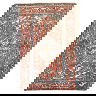 Zabihi Collection Antique Persian Heriz Serapi Rug 55 x 76 Wool Hand-Woven: Zabihi Collection Antique Persian Heriz Serapi Rug 55 x 76 Wool Hand-Woven Discover the exquisite Zabihi Collection Traditional Antique Persian Heriz Serapi Rug, a stunning piece from the early 20th c