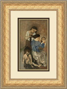 Pablo Picasso La Coiffure Custom Framed Art Print 19x15: Pablo Picasso La Coiffure Custom Framed Art Print 19x15 This vibrant custom framed print titled "La Coiffure" by Pablo Picasso showcases the artist's expressionist and impressionist style. Measuring 1