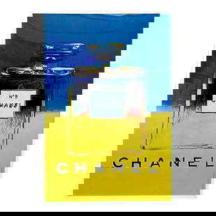 Monumental Andy Warhol Chanel No. 5 Advertising Poster: Monumental Andy Warhol Chanel No. 5 Advertising Poster Make a statement with this monumental framed advertising poster featuring Andy Warhol's iconic Pop Art interpretation of the Chanel No. 5 perfume