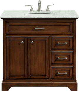 Elegant Lighting Traditional Wood Vanity Cabinet 35H 36W 21.5D: Elegant Lighting Traditional Wood Vanity Cabinet 35H 36W 21.5D Elevate your space with this Traditional Wood Vanity, expertly crafted from solid wood. This elegant vanity cabinet features a brushed st
