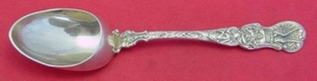 Durgin Heraldic Sterling Silver Hooded Spoon 5.5" Monogrammed: Durgin Heraldic Sterling Silver Hooded Spoon 5.5" Monogrammed This exquisite 5 1/2" hooded spoon features the Heraldic pattern by Durgin, a design introduced in 1888. Crafted from sterling silver, it