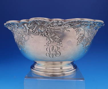 Chrysanthemum Sterling Silver Fruit Bowl 4 5/8" Tall Monogrammed: Chrysanthemum Sterling Silver Fruit Bowl 4 5/8" Tall Monogrammed This exquisite Chrysanthemum pattern fruit bowl is crafted from sterling silver (.925) and features a graceful design that adds eleganc