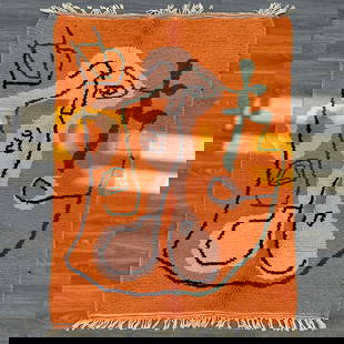 Picasso Inspired Handmade knoted Rug 98" x 197" Natural Wool: Picasso Inspired Handmade knoted Rug 98" x 197" Natural Wool PLEASE NOTE: Framed Large or heavy items do not have shipping costs included. The exact shipping cost will be added to your invoice post au