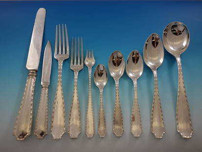 Tiffany & Co. Marquise Sterling Silver Flatware Set 80 pcs Service for 8: Tiffany & Co. Marquise Sterling Silver Flatware Set 80 pcs Service for 8 Elevate your dining experience with this exquisite Marquise Sterling Silver Flatware Set by Tiffany & Co., crafted between 1900
