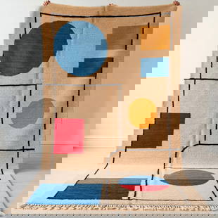 Picasso Inspired Handmade knoted Rug 49" x 98" Natural Wool: Picasso Inspired Handmade knoted Rug 49" x 98" Natural Wool PLEASE NOTE: Framed Large or heavy items do not have shipping costs included. The exact shipping cost will be added to your invoice post auc