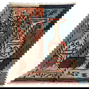 Picasso Inspired Handmade knoted Rug 79" x 157" Natural Wool: Picasso Inspired Handmade knoted Rug 79" x 157" Natural Wool PLEASE NOTE: Framed Large or heavy items do not have shipping costs included. The exact shipping cost will be added to your invoice post au