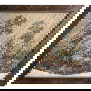 Antique Aubusson Tapestry Gouache on Paper Circa 1780 France: Antique Aubusson Tapestry Gouache on Paper Circa 1780 France Enhance your decor with this stunning late 18th Century French Aubusson tapestry gouache on paper, dating back to circa 1780. This exquisit