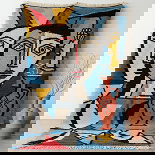 Picasso Inspired Handmade knoted Rug 148" x 295" Natural Wool: Picasso Inspired Handmade knoted Rug 148" x 295" Natural Wool PLEASE NOTE: Framed Large or heavy items do not have shipping costs included. The exact shipping cost will be added to your invoice post a