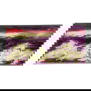 Vintage Boho Abstract Oil on Canvas 31 x 15.75 Purple Art: Vintage Boho Abstract Oil on Canvas 31 x 15.75 Purple Art This Vintage Boho Abstract Original Oil on Canvas is a stunning representation of American creativity. Featuring bold strokes and vibrant colo