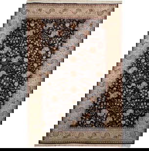 Luxurious Black Wool and Silk Rug 5.9 x 8.9 Feet: Luxurious Black Wool and Silk Rug 5.9 x 8.9 Feet This exquisite rug features a luxurious blend of wool and silk, offering a finer quality that enhances any space. Measuring 5.9 x 8.9 feet, it provides