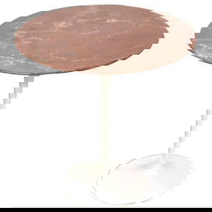 Eero Saarinen Knoll 1970s Marble Tulip End Table 20in: Eero Saarinen Knoll 1970s Marble Tulip End Table 20in A beautiful mid century modern designed pink red marble tulip end table by Eero Saarinen for Knoll. Marble has no chip or cracks. Unmarked 20" dia