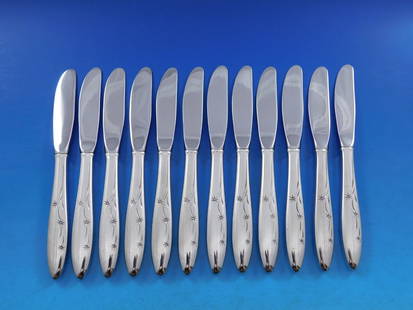Gorham Celeste Sterling Silver Butter Spreaders Set of 12 Modern 6.5": Gorham Celeste Sterling Silver Butter Spreaders Set of 12 Modern 6.5" This exquisite set of 12 butter spreaders from the Celeste pattern by Gorham features a classic design with sterling silver hollow
