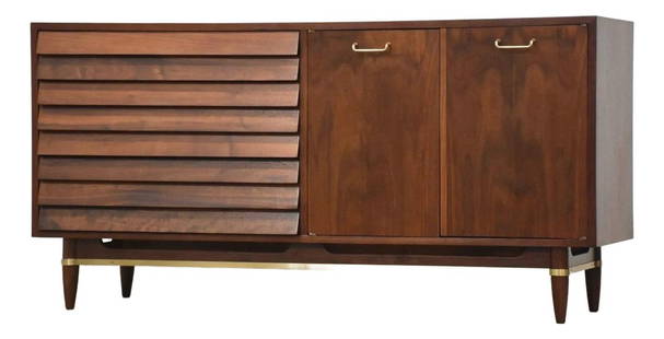 1960s Merton Gershun Walnut Dresser American of Martinsville 60" W: 1960s Merton Gershun Walnut Dresser American of Martinsville 60" W This stunning mid-century modern dresser, designed by Merton Gershun for the American of Martinsville Dania Collection, combines func