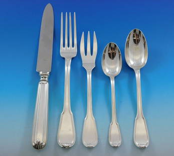 Buccellati Lucrezia Sterling Silver Flatware Set 20 pcs Italy: Buccellati Lucrezia Sterling Silver Flatware Set 20 pcs Italy Experience the elegance of the Lucrezia flatware set by Buccellati, crafted in Italy from high-quality sterling silver. This 20-piece dinn