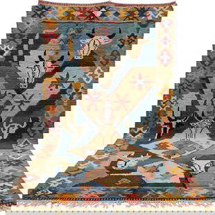 Picasso Inspired Handmade knoted Rug 69" x 138" Natural Wool: Picasso Inspired Handmade knoted Rug 69" x 138" Natural Wool PLEASE NOTE: Framed Large or heavy items do not have shipping costs included. The exact shipping cost will be added to your invoice post au