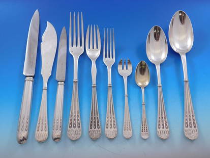 Cardeilhac Louis XVI 950 Sterling Silver Flatware Set 122 pcs Antique French: Cardeilhac Louis XVI 950 Sterling Silver Flatware Set 122 pcs Antique French This exquisite Louis XVI flatware service set by Cardeilhac is a stunning collection crafted from 950 sterling silver, surp