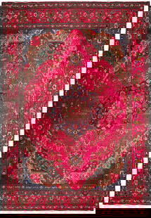 Handcrafted 9.6x12.7 Pinkish Red Semi Antique Persian Lilihan Rug: Handcrafted 9.6x12.7 Pinkish Red Semi Antique Persian Lilihan Rug Enhance your living space with this stunning 9.6 x 12.7-foot Pinkish Red Semi Antique Persian Lilihan Style Rug. Handcrafted by skille