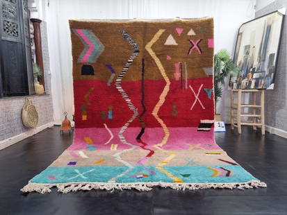 Colorful Handwoven Moroccan Berber Wool Rug 9.84 x 6.56 Feet: Colorful Handwoven Moroccan Berber Wool Rug 9.84 x 6.56 Feet Stunning Authentic Soft Colorful Handwoven Moroccan Berber Wool Rug. This rug was handwoven in the Atlas mountains by local Berber Women we