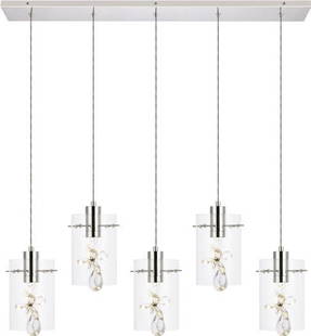 Elegant Lighting Hana 5 Light Chrome Crystal Pendant Lamp: Elegant Lighting Hana 5 Light Chrome Crystal Pendant Lamp Illuminate your space with the Crystal Clear 5 Light Pendant Lamp from the Hana collection. This elegant lighting fixture features a stunning