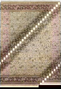 Chobi Peshawar 9'3 x 14' Floral Handcrafted Wool Rug: Chobi Peshawar 9'3 x 14' Floral Handcrafted Wool Rug Transform your living space with this exquisite 9' 3" x 14' Large Chobi Peshawar Rug, meticulously handcrafted by skilled weavers. Featuring a stun
