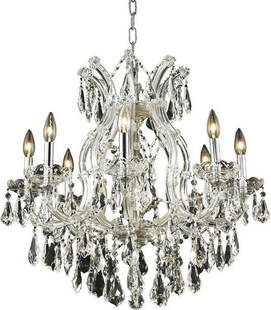 Elegant Lighting Maria Theresa 9-Light Bowl Chandelier Chrome Crystal 26 Inch: Elegant Lighting Maria Theresa 9-Light Bowl Chandelier Chrome Crystal 26 Inch Illuminate your home with the exquisite elegance of the Maria Theresa Bowl Chandelier. This stunning fixture features a st