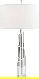 John-Richard Crystal Table Lamp Nickel Accents Transitional Style: John-Richard Crystal Table Lamp Nickel Accents Transitional Style Illuminate your space with this elegant solid crystal table lamp featuring stylish nickel accents. Standing at 37 inches tall, this la