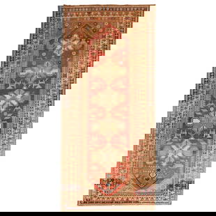 Geometric Red Antique Caucasian Shirvan Kazak Rug 4'10 x 10'9 Hand-Woven Wool 1920s: Geometric Red Antique Caucasian Shirvan Kazak Rug 4'10 x 10'9 Hand-Woven Wool 1920s This stunning Red Antique Caucasian Shirvan Rug showcases a beautiful geometric tribal design, characteristic of the