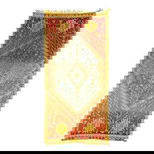 Antique Moroccan Handmade Orange Wool Rug with Geometrical Design 4'7 x 9'4: Antique Moroccan Handmade Orange Wool Rug with Geometrical Design 4'7 x 9'4 This stunning Antique Moroccan Handmade Orange Wool Rug features a striking geometrical medallion motif, showcasing fine det