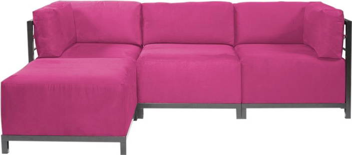Howard Elliott Regency Fuchsia Sectional 30H 95.5W 63D: Howard Elliott Regency Fuchsia Sectional 30H 95.5W 63D Elevate your living space with this vibrant Fuchsia Sectional, designed in a stylish Regency style. This eye-catching piece features a hand-finis