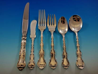 Gorham Strasbourg Sterling Silver Flatware Set for 48 Service 304 pcs: Gorham Strasbourg Sterling Silver Flatware Set for 48 Service 304 pcs Elevate your dining experience with the Strasbourg by Gorham Sterling Silver Flatware Set, an exquisite collection designed for 48