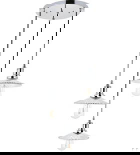 Waltz 3-Light Chrome Pendant Chandelier with Clear Glass Shades: Waltz 3-Light Chrome Pendant Chandelier with Clear Glass Shades Illuminate your space with this stylish 3-light pendant chandelier featuring a polished chrome finish and clear cone glass shades. Desig