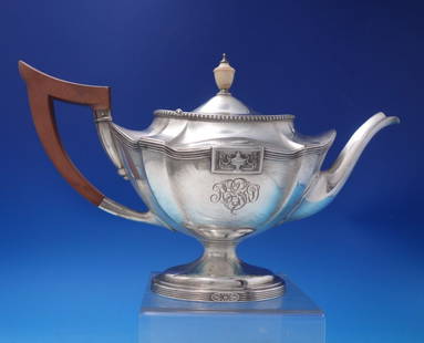 Gorham Lansdowne Sterling Silver Tea Pot 7" x 12" 24.1 ozt Monogrammed: Gorham Lansdowne Sterling Silver Tea Pot 7" x 12" 24.1 ozt Monogrammed This exquisite Lansdowne tea pot by Gorham is a stunning addition to any collection. Crafted from sterling silver, it features a