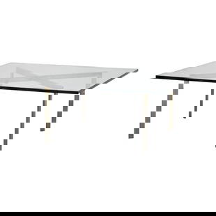 Mies Van Der Rohe 1960s Barcelona Table 39.75" Square Glass Top: Mies Van Der Rohe 1960s Barcelona Table 39.75" Square Glass Top A classic mid century modern early example of this Barcelona cross base coffee table designed by Mies van der Rohe for Knoll with signed