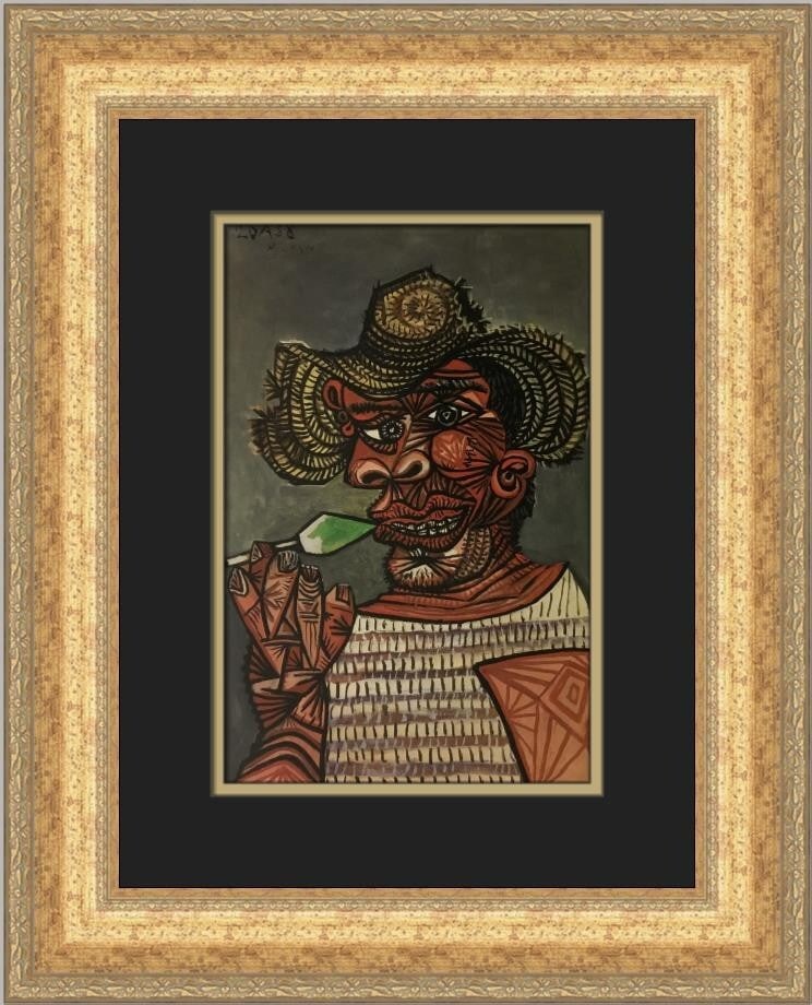 Pablo Picasso Man with a Lollipop Custom Framed Print 19x15: Pablo Picasso Man with a Lollipop Custom Framed Print 19x15 This stunning custom framed print features Pablo Picasso's iconic work, "Man with a Lollipop." A perfect addition to any art collection, thi