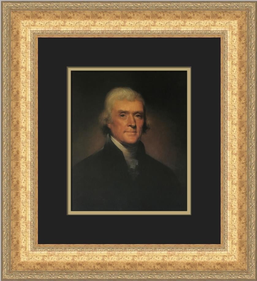 Rembrandt Peale Portrait of Thomas Jefferson Custom Framed Art 17x16: Rembrandt Peale Portrait of Thomas Jefferson Custom Framed Art 17x16 This exquisite print features a portrait of Thomas Jefferson, created by renowned artist Rembrandt Peale. The artwork is presented