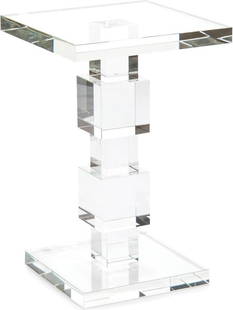 John-Richard Clear Crystal Martini Table 19H 12W 12D: John-Richard Clear Crystal Martini Table 19H 12W 12D Elevate your living space with this exquisite Crystal Martini Table, a stunning addition to your home decor. Crafted from clear crystal, this table
