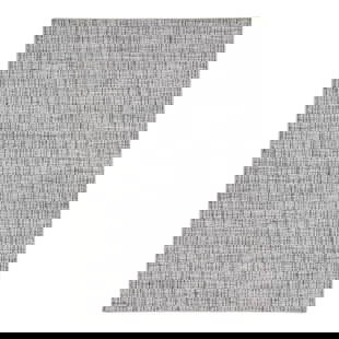 Contemporary 5' x 7'6" Charcoal Hand Loomed Wool Rug with Silver Strie: Contemporary 5' x 7'6" Charcoal Hand Loomed Wool Rug with Silver Strie Enhance your space with this 2020s Contemporary Charcoal Texture Hand Loomed Wool Rug, featuring a striking gray-charcoal field a