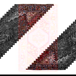 Vintage Persian Red Medallion Wool Rug 4'3" X 7'2" Handmade: Vintage Persian Red Medallion Wool Rug 4'3" X 7'2" Handmade Beautiful Vintage Persian hand-knotted Wool rug with the red field. This Persian rug has a multicolor accents in all over medallion design.