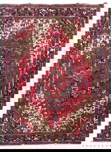 Handcrafted Red Persian Heriz Rug 8'2 x 11'4 Traditional Design: Handcrafted Red Persian Heriz Rug 8'2 x 11'4 Traditional Design Enhance your living space with this exquisite handcrafted Red Persian Heriz Rug, measuring 8' 2" x 11' 4". Created by skilled Persian ar