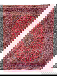 Vintage Persian Heriz Hand-Knotted Wool Rug 9'7 x 12'9 Circa 1950: Vintage Persian Heriz Hand-Knotted Wool Rug 9'7 x 12'9 Circa 1950 Beautiful vintage Persian Heriz hand-knotted wool rug with a red field. This Heriz rug has an all-over geometric medallion design in m