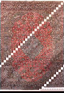 10.7 x 14 Red Hand-knotted Persian Kashan Rug Vintage Art Piece: 10.7 x 14 Red Hand-knotted Persian Kashan Rug Vintage Art Piece Transform your living space with this exquisite 10.7 x 14 Red Old Persian Hand-knotted Kashan Rug. Handcrafted by skilled Persian artisa