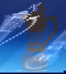 Horace Woodward & Co Victorian Sterling Claret Wine Decanter 11 inches: Horace Woodward & Co Victorian Sterling Claret Wine Decanter 11 inches This exquisite English Victorian claret wine decanter pitcher, crafted by Horace Woodward & Co. in London around 1898, showcases