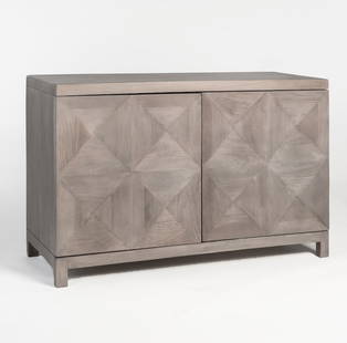 Alder Tweed Mango Wood Sideboard French Style Mist Ash Finish: Alder Tweed Mango Wood Sideboard French Style Mist Ash Finish Introducing a beautifully crafted sideboard made from refined mango wood, featuring a stunning Mist Ash finish. This elegant piece combine